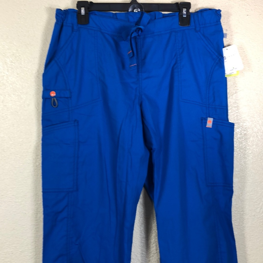 Certainty Nurse Scrubs Pants Blue L Petite NWT Pull On Pockets - Picture 3 of 8